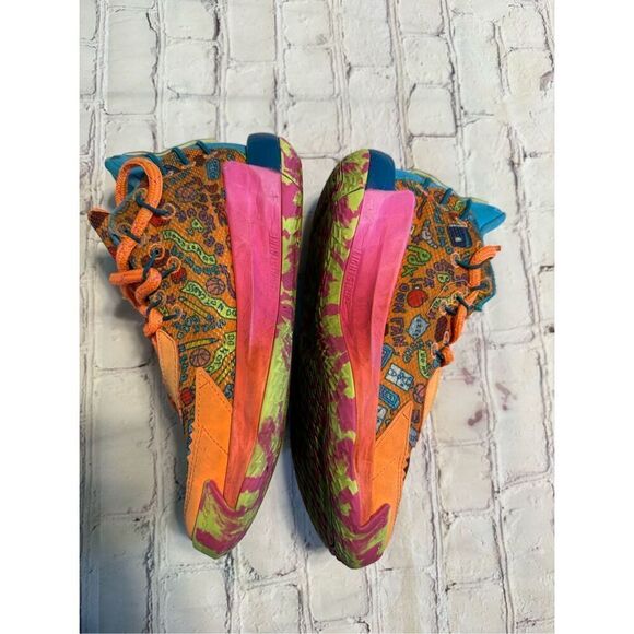 Adidas Men\'s Size 6 SM Dame 7 Basketball Shoes Orange Maximalist Doodle Print